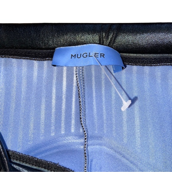Mugler Shiny Embossed Black Legging Pant Size 40 - Picture 9 of 11
